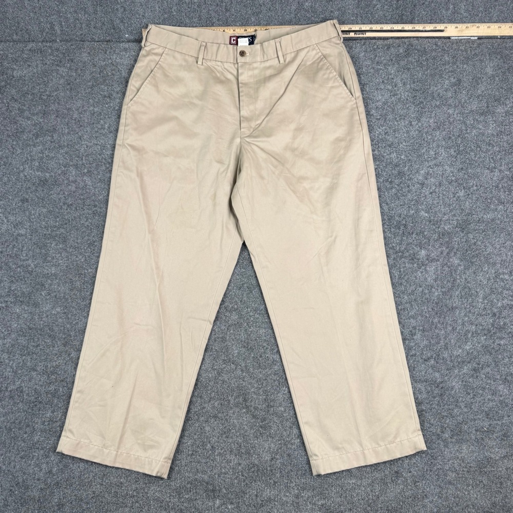 Chaps Pants Mens Size 38x29 Beige Khaki Flat Front Straight Casual Chino
